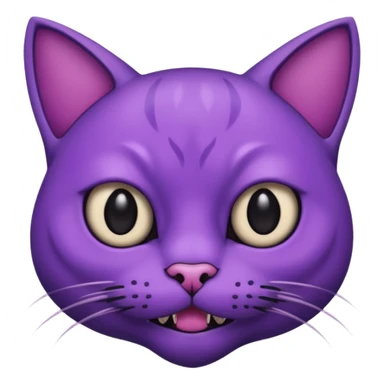 Scary purple cat fully black eye and mouth sticker