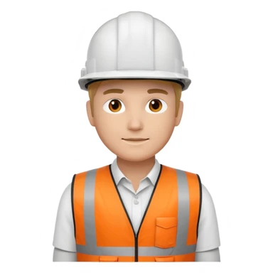 Ingeniero chaleco naranja con casco color blanco sticker