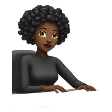 A black woman with space buns behind a computer screen, working in the field of technology sticker