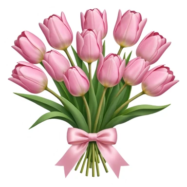 light pink tulips bouquet with light pink bow sticker