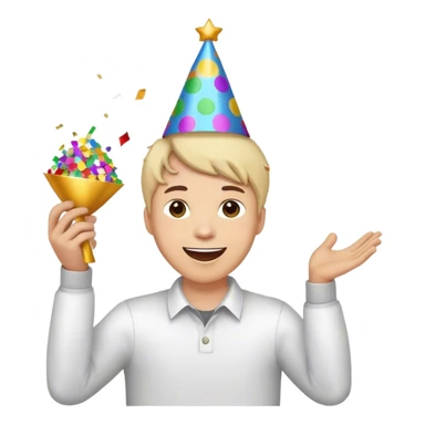 Someone winning a prize confetti falling happy smiling face sticker