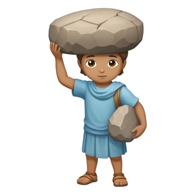 statue of a child carrying a large stone on his shoulders sticker