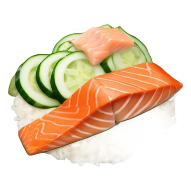 Salmon dish with rice, cucumber amd spicy mayo sticker