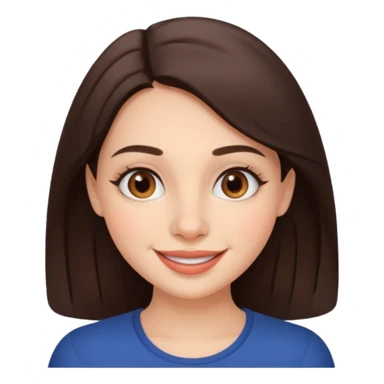 French brunette with brown eyes and full lips with big smile and round nose sticker