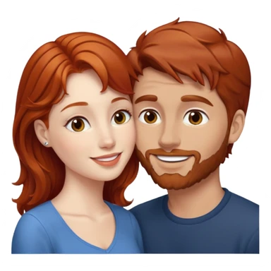 kissy face between brown hair man and redhead woman sticker