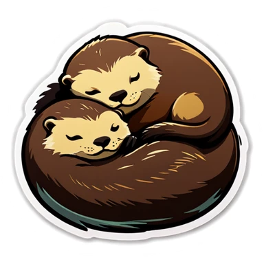 Sleeping otters sticker