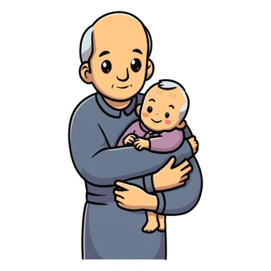 old person holding a child in their arms sticker