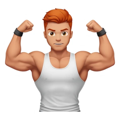 Redheaded muscular guy in a tank top in a double bicep pose sticker