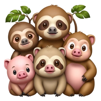 Sloth, monkey and pig all friends sticker