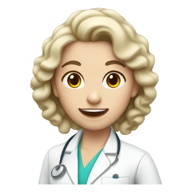 White girl dentist with long curly dark hair  sticker