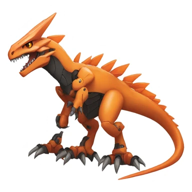  Cool Edgy Orange Digimon-Fakemon-Guilmon-Velociraptor-Dragon-Mecha full body sticker