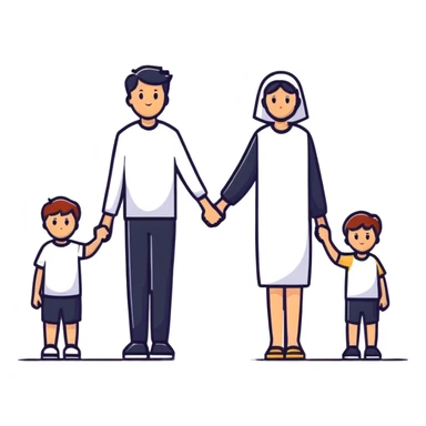 joyful family holding hands sticker