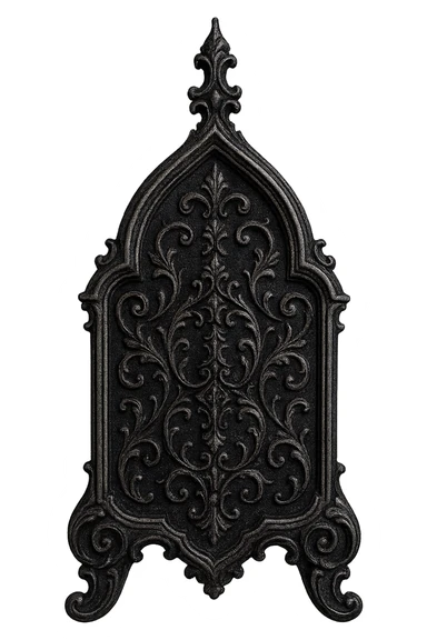 gothic object, black and silver, ornate and dramatic sticker