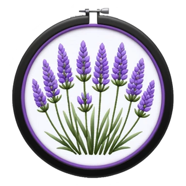 Pixelated Lavender flowers art inside a round pastel purple-whitish Cross stitch frame  sticker