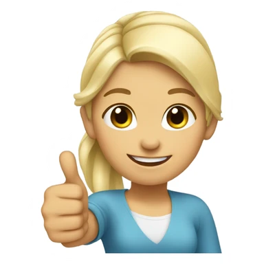 a girl with blonde ponytail thumbs up  sticker