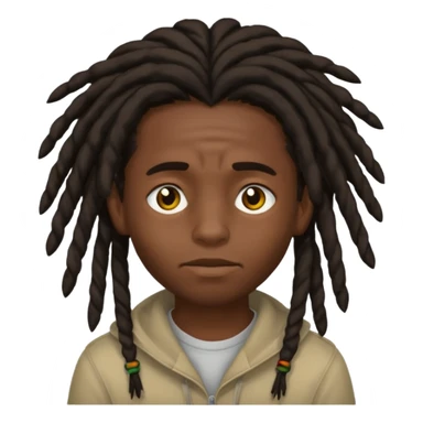 Dark-haired boy with medium-sized dreadlocks that cover part of his face, up to his eyes sticker