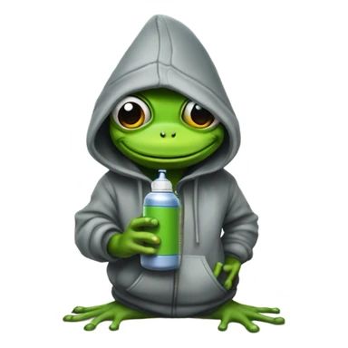 Hot female Frog in a hoodie with a spray can graffiti  sticker