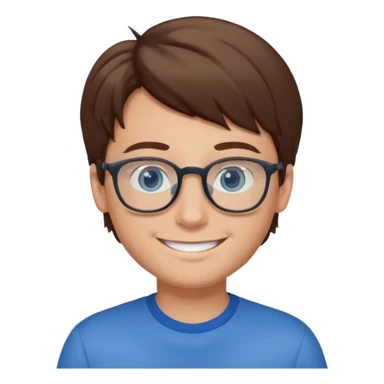 a boy with brown hair and blue eyes glasses sticker