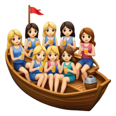 8 girls on a boat drinking sticker