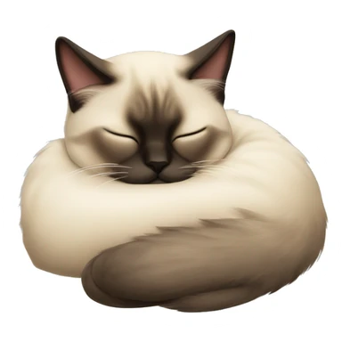 fluffy siamese cat curled up sleeping sticker