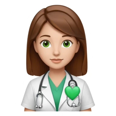 Brown hair Nurse with green heart surround her  sticker