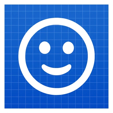 Frame 10: Fully blue blueprint background with all grid lines drawn, smiley face unchanged (keyframe for morph animation) sticker