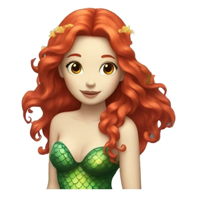 mermaid with red hair with a flower sticker