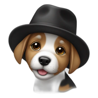 baby dog with a black hat sticker