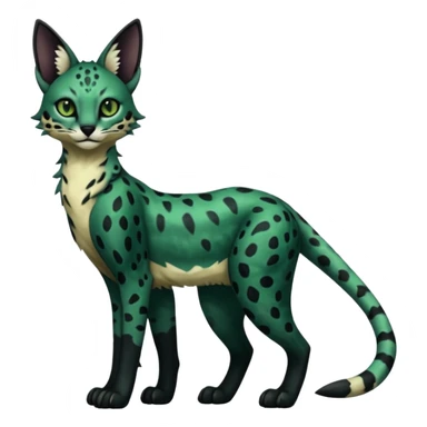 Epic complex detailed dark dusky gloomy deep gothic dark-deep-green, black, realistic Fakémon-Sprigatito-Floragato-Meowscarada-Trico-Sergal-Serval-Vernid-creature (full body) sticker