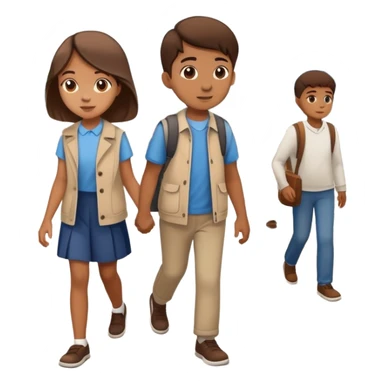 Sister and brother walking in a busy city sticker