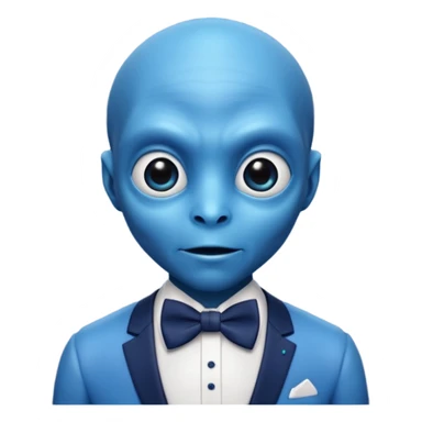 Blue alien with navy bowtie sticker