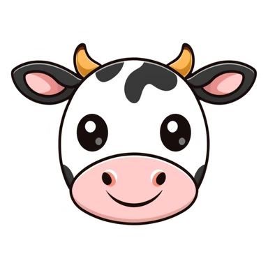 cute cow face with big eyes sticker