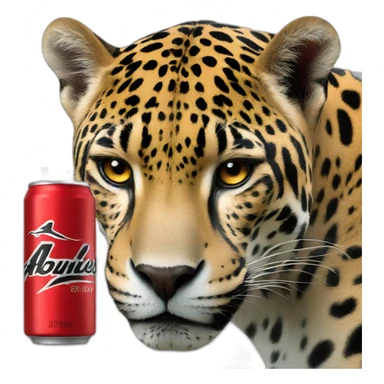 a jaguar drinking a black and red energy drink sticker