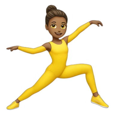 a yellow gymnast doing aerobics sticker