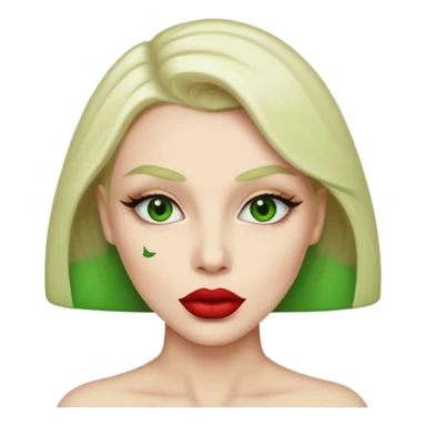 woman with green colored lips sticker