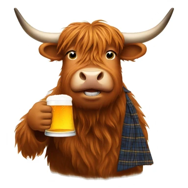 Scottish highland cow drinking beer sticker
