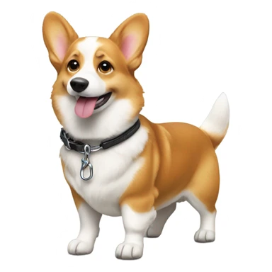 one corgi dog walking with leash sticker