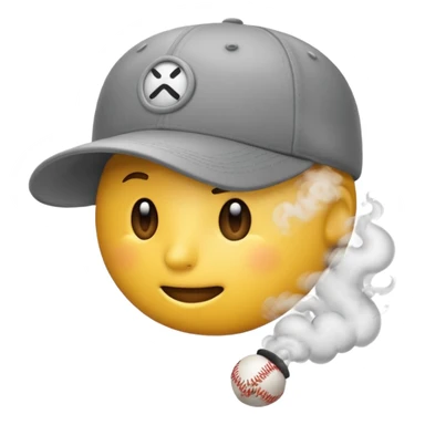 emoji with baseball cap, exhaling smoke sticker