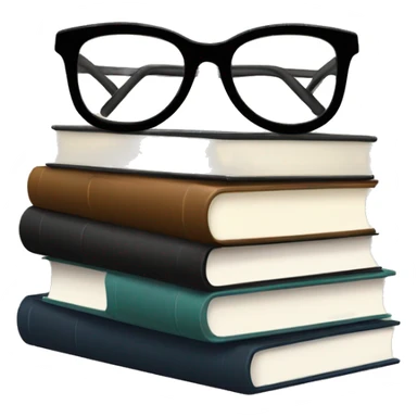 glasses on top of a stack of books sticker