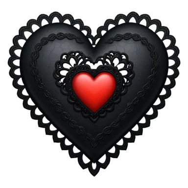 goth heart with a black lace heart border sticker