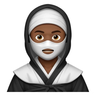 All white ninja robe with white mask and dark brown skin color sticker