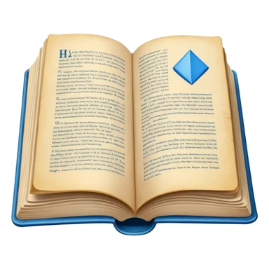 open book with blue cover sticker