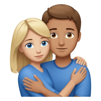 Caring hug brown hair man with blue eyes blonde hair woman with brown eyes sticker