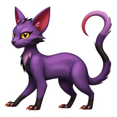 Black shiny glossy smooth soft edgy Noivern-Noibat-Purloin-Torracat-Lykoi-Caracal-cat-Fakemon-fusion-hybrid-creature sticker