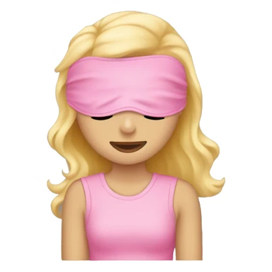blond girl sleeping and and wearing a pink sleep mask sticker