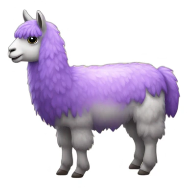 a purple llama with gradients white spots and with a yellow-blue mat on its back sticker