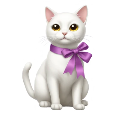 white cat with dress and ribbon sticker
