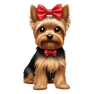 Yorkie face with a red bow on her head sticker