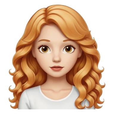 white girl with strawberry blonde long wavy hair, white top  sticker