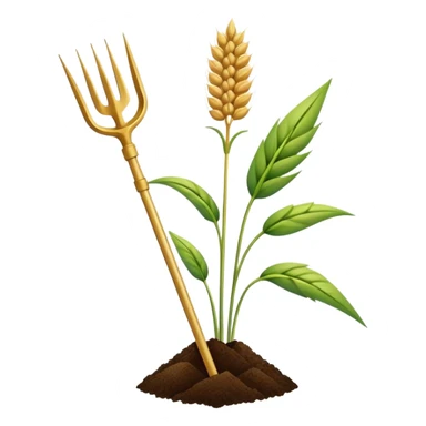 An icon featuring a wheat stalk, a spade, and a soil sample, symbolizing agronomy. The design includes a plant growing, and scientific tools, representing the study of crops, soil, and agricultural practices. Transparent background highlights sustainable farming and agricultural science. sticker